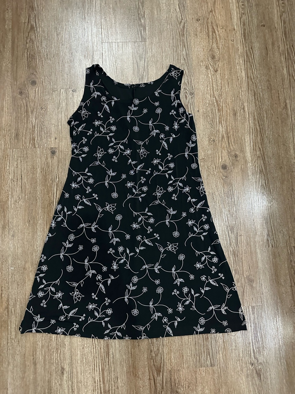 Handmade Vintage Black Floral Sleeveless Dress